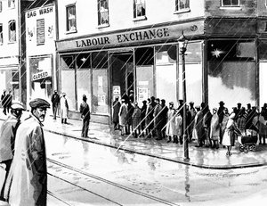 Munkaerőcsere az Egyesült Királyságban kilenc hónappal az 1929-es Wall Street-i összeomlás után alkotó: English School