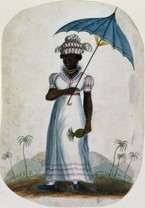 Hölgy napernyővel és ananászsal, 1840 körül (wc papíron) alkotó: English School