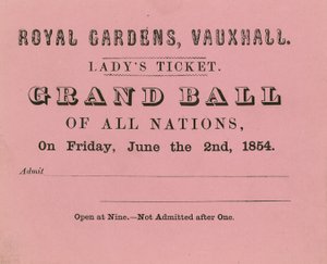 Ladys jegy, Vauxhall Gardens, London, 1854. június 2 alkotó: English School