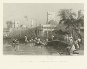 Leszállási hely egy kis Rodosz kikötőjében, 1837 alkotó: English School