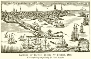 Brit csapatok partraszállása Bostonban, 1768 alkotó: English School