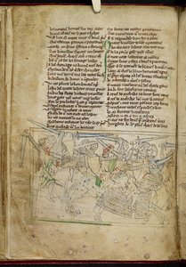 Lansdowne 782 f.26v Csata lovas lovagok között, "Chanson d