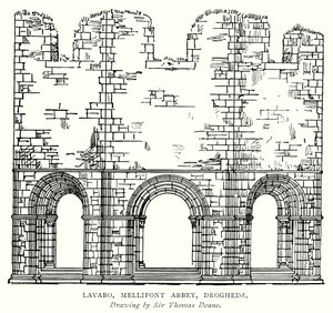 Mosdókagyló, Mellifont apátság, Drogheda (metszet) alkotó: English School
