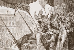 X. Leo kiejti a Lordok Acélbikáját, illusztráció: James Aitken Wylie (1808-1890) A protestantizmus története című könyvéből, pub. 1878 alkotó: English School