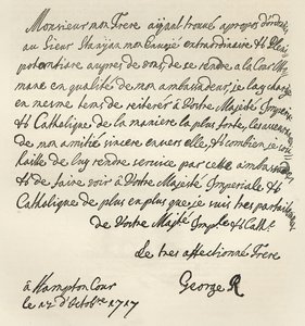 I. György levele VI. Károlyhoz, 1717, megjelent a „Leisure Hour”, 1891 alkotó: English School