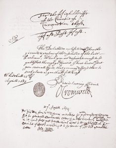 Oliver Cromwell levele, 1653. április alkotó: English School