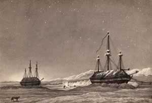 William Parry hadnagy első útja: H.M.S. Hecla és H.M.S. Griper in Winter Harbour, 1819 körül (toll és tinta, mosás papíron) alkotó: English School