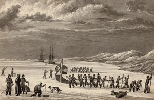 William Parry hadnagy első útja: A H.M.S. Hecla és a H.M.S. Griper legénysége bevágott a Winter Harbourba, 1819 körül alkotó: English School