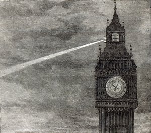 Fény az Óratoronyon, a Parlament házai a The Illustrated London Newsból, 1873. augusztus 16. alkotó: English School