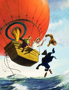 Könnyítés ruhák kidobásával egy hőlégballonból (gouache, papír) alkotó: English School