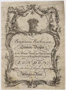 Linen Draper, Benjamin Watkinson, kereskedelmi kártya. alkotó: English School