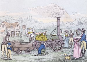 Mozdonymotor, a rakéta 1830-ban, építette George Stephenson (1781-1848) (akvatinta) alkotó: English School