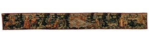 Hosszú gobelincsík lovagló, sétáló és vadászó alakokat ábrázoló, 1600 körül (gyapjú) alkotó: English School