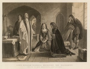 Lord William Russell empfängt das Sakrament vor seiner Hinrichtung, 21. Juli 1683 von English School