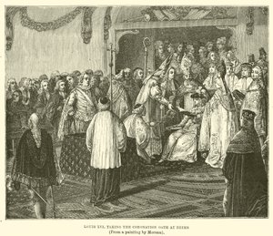 XVI. Lajos letette a koronázási esküt Reimsben alkotó: English School
