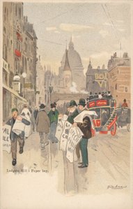 Ludgate Hill, London, papírfiú alkotó: English School