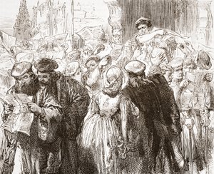 Luthers füzet: jelenet a nyomdában, illusztráció: James Aitken Wylie (1808-1890) A protestantizmus története című könyvéből, kocsma. 1878 alkotó: English School