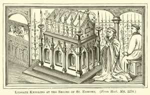 Lydgate térdel a Szent Edmund-szentélynél alkotó: English School
