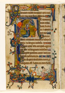 MS 1-2005, fol. 182v: David Praying, történetíró kezdőbetűje a Macclesfield Psalterből, Use of Sarum, East Anglia, 1330 körül alkotó: English School