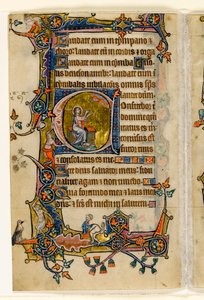 MS 1-2005, fol. 207v: Isaiah Praying, történeti kezdetű a Macclesfield Zsoltárból, Use of Sarum, East Anglia, 1330 körül alkotó: English School