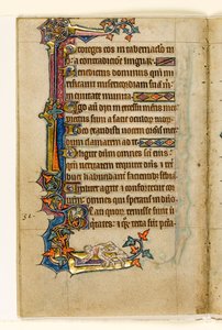 MS 1-2005, fol. 45v: Mans Bottomban kukucskáló majom, szélső díszítés a Macclesfield Psalterből, Sarum használata, East Anglia, 1330 körül alkotó: English School