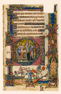 MS 1-2005, fol. 58r: Saul elküldi Doeget, hogy ölje meg Nob papjait, a Macclesfield Psalter kezdőbetűje, Sarum használata, East Anglia, 1330 körül alkotó: English School