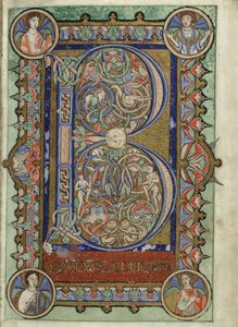 MS Hunter 229 f.22r a Hunterian Psalterből, 1170 körül (toll és tinta, valamint tempera pergamen) alkotó: English School