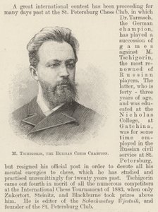 M Tschigorin, az orosz sakkbajnok (metszet) alkotó: English School