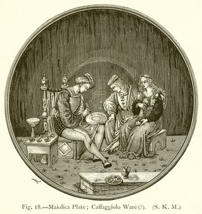 Majolika tányér; Caffaggiolo Ware alkotó: English School