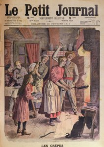 Palacsinta készítés, illusztráció a Le Petit Journalból, 1911. február 26