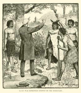 A maori háborús expedíciót megállította a misszionárius alkotó: English School