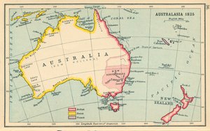 Térkép: Ausztrálázsia 1825 (színes litográfia) alkotó: English School