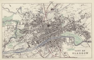 Térkép: Glasgow városa, rajzolta és metszett: G H Swanston, Edinburgh (színes litho) alkotó: English School