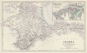 Térkép: Huot és Demidoff szerint, rajzolta és metszette J Bartholomew, Edinburgh; Szevasztopol, a Berlinben kiadott kicsinyített eredeti orosz terv szerint (színes litográfia). alkotó: English School
