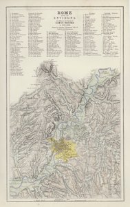Térkép: Róma és környéke Moltke báró felmérése szerint 1845-ben és 1846-ban, Augustus Petermann rajza (színes litó) alkotó: English School