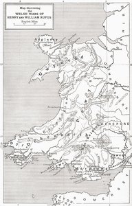 William Rufus és I. Henrik walesi háborúit illusztráló térkép, J. R. Green „Az angol nép rövid története” című művéből, 1893.