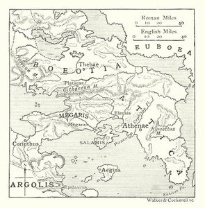 Attika térképe Szalamisszal és Aeginával, Boiótiával, Megarisszal, valamint Korinthia és Argolis egy részével (litho) alkotó: English School