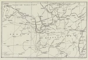 Afganisztán és az orosz Turkesztán, Perzsia és India szomszédos területeinek térképe alkotó: English School