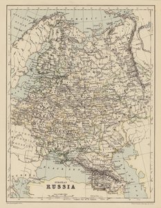 Oroszország európai térképe (színes litográfia) alkotó: English School