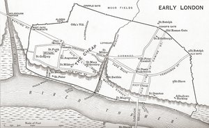 London térkép a 11. században, J. R. Green „A Short History of the English People” című művéből, 1893-ban