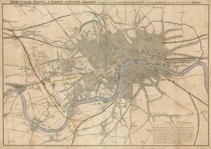 London térképe a Birmingham, Bristol, Thames Junction vasútvonalat, 1839