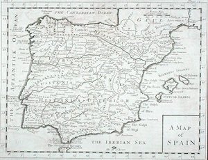 Spanyolország és Portugália térképe, 18. század vége (metszet) alkotó: English School