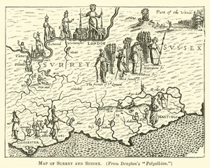 Surrey és Sussex térképe