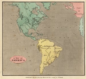 Amerika térképe, 1821 körül alkotó: English School