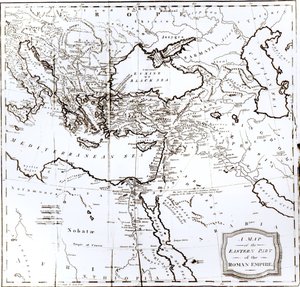 A Római Birodalom keleti részének térképe, „A római birodalom hanyatlásának és bukásának története”, 6. kötet, Edward Gibbon, 1808