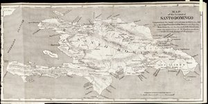 Santo Domingo szigetének térképe, Samuel Hazard, kocsma "Santo Domingo múltja és jelene" című könyvéből. 1873 (fénykép)