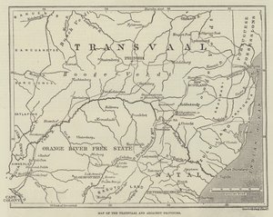 Transvaal és a szomszédos tartományok térképe (metszet) alkotó: English School