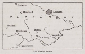 Yorkshire gyapjúvárosait ábrázoló térkép (litho) alkotó: English School
