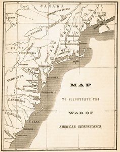 Az amerikai függetlenségi háborút illusztráló térkép William Hickman Smith Aubrey (1858-1916) „Anglia nemzeti és hazai története” című könyvéből, London, 1890 körül.