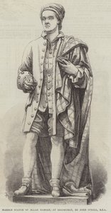Allan Ramsay márványszobra Edinburghban, John Steell, RSA (metszet) alkotó: English School